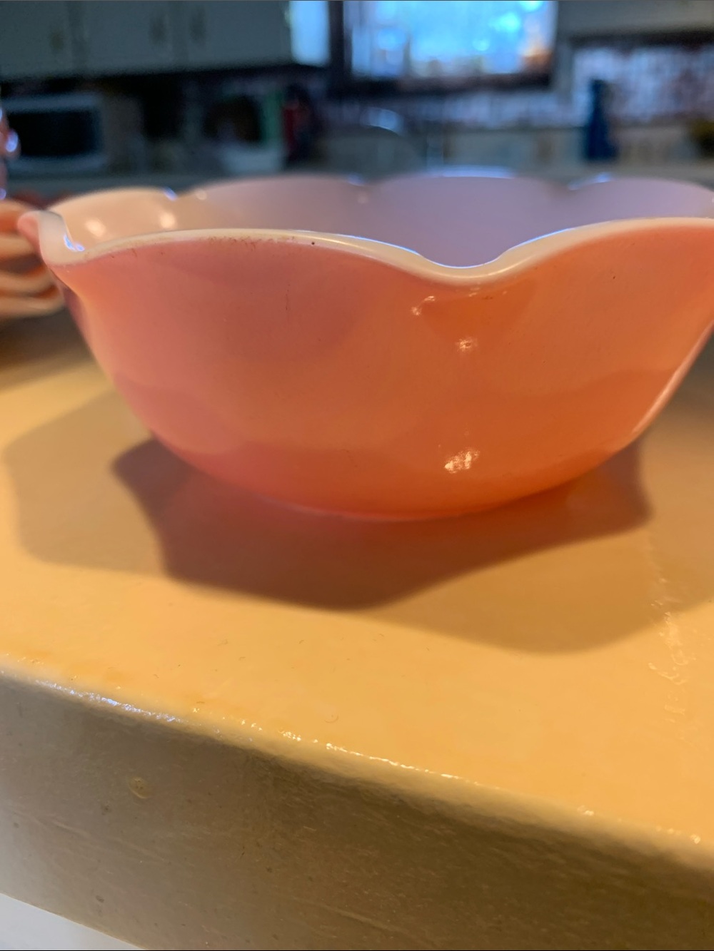 Hazel Atlas Pink Scallop  Crinoline Bowl